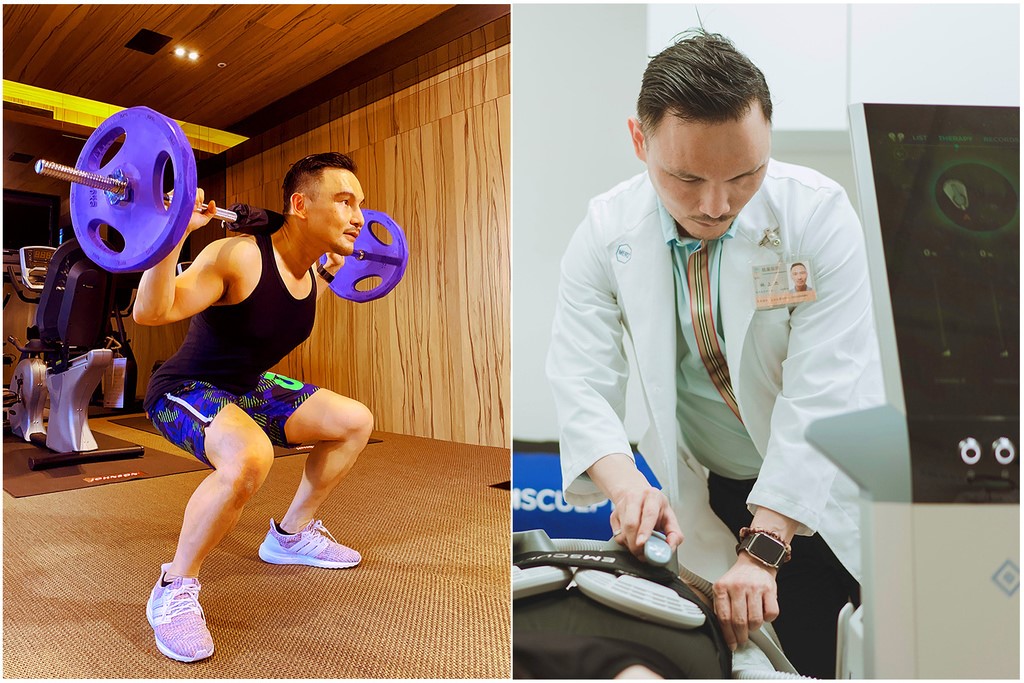 林上立醫師就像是私家健身一樣，依據需求、自身條件，調整探頭擺放位置，精準治療肌群